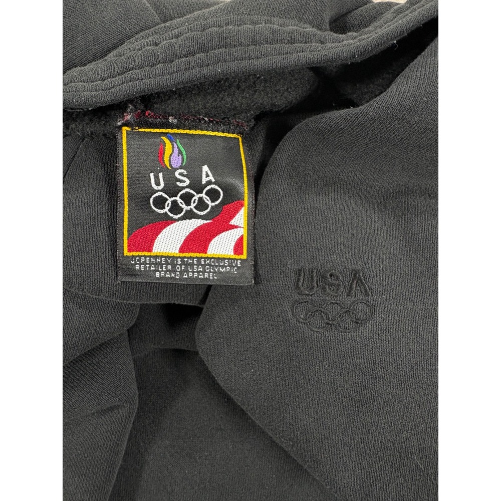 Vintage USA Olympic JCPenney Mens XL Sweatpants Black Fleece Joggers Drawstring